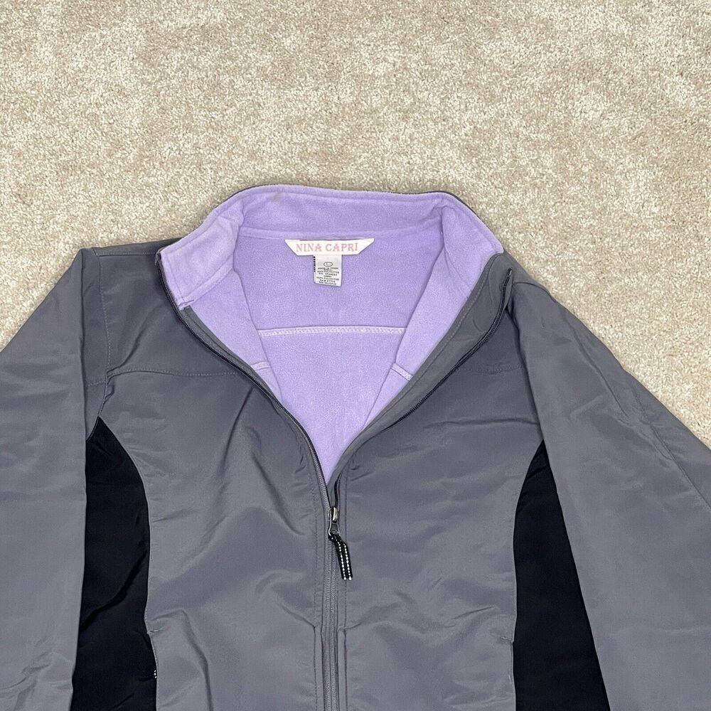 Nina Capri Womens Large Jacket Gray Fleece Lined‎ Nylon - Picture 4 of 7